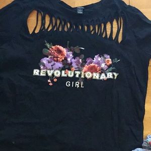 Revolutionary girl floral punk aesthetic tee